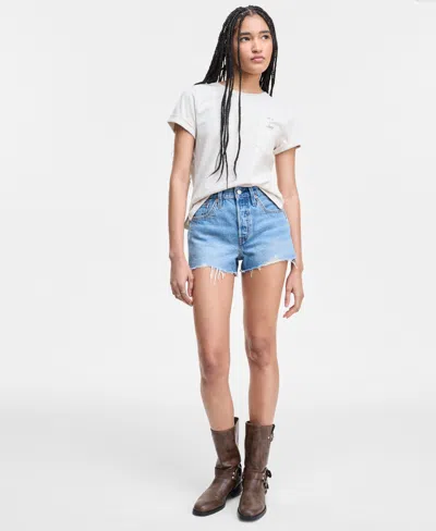 Levi's Premium Women's 501 Button Fly Cotton High-rise Denim Shorts In Switch Stitch