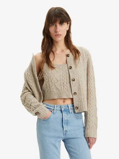 Levi's Primrose Cable Cardigan In Oatmeal Heather Marled Vanilla