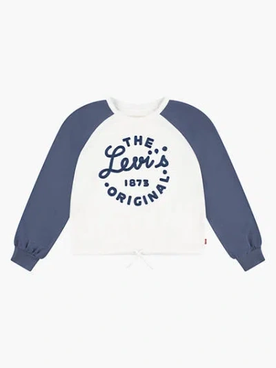 Levi's Raglan Cinched Tee Big Girls 7-16 T-shirt L In Vintage Indigo