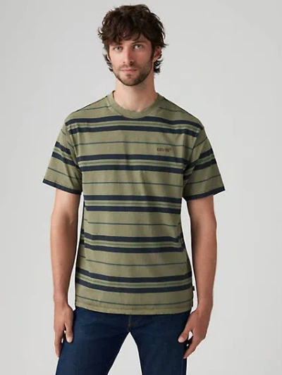 Levi's Red Tab Vintage T-shirt In Forrest Stripe Deep Lichen Overdye