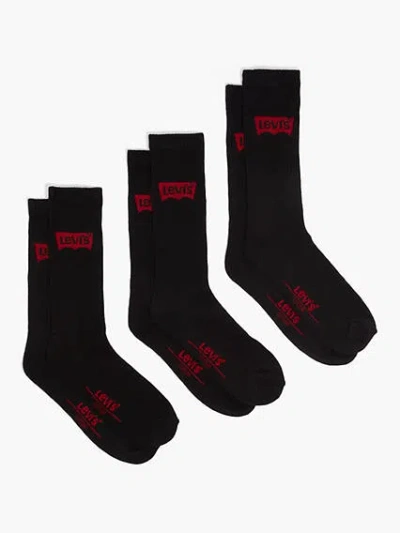 Levi's Regular Cut Housemark Socks (3 Pack) In Black