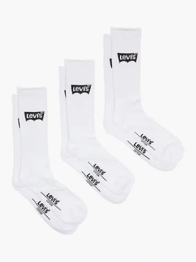 Levi's Regular Cut Housemark Socks (3 Pack) In White