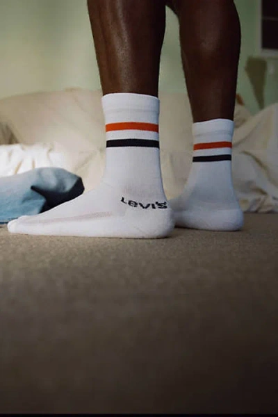 Levi's Regular Cut Sport Stripe Socks 2 Pack In White