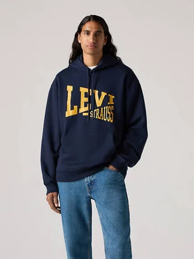 Levi's Relaxed Fit Graphic Hoodie Sweatshirt In Medium Vintage Heather Grey