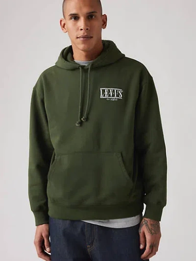 Levi's Relaxed Fit Graphic Hoodie Sweatshirt In One Kombu Green