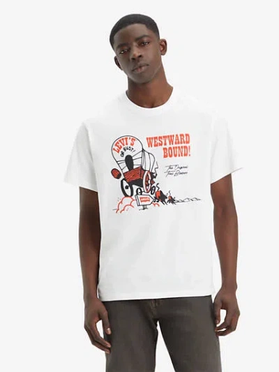 Levi's Relaxed Fit Short Sleeve Graphic T-shirt In Archival Western Wagon White