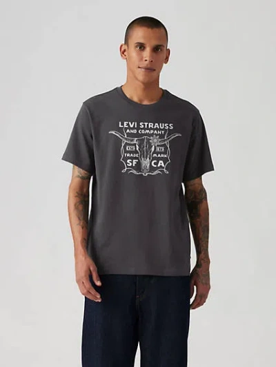 Levi's Relaxed Fit Short Sleeve Graphic T-shirt In Forged Iron Bull Skull