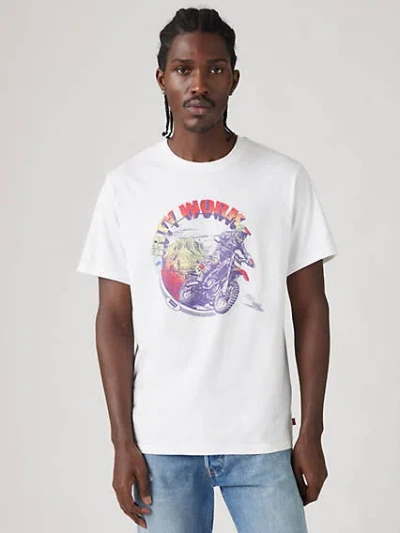 Levi's Relaxed Fit Short Sleeve Graphic T-shirt In Moto 2 White