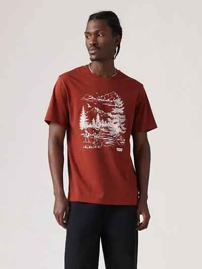 Levi's Relaxed Fit Short Sleeve Graphic T-shirt In Nature Deer Scenic Fired Brick