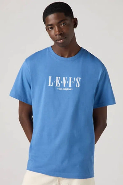 Levi's Embriodery Serif Chest Logo Relaxed Fit T-shirt In Blue