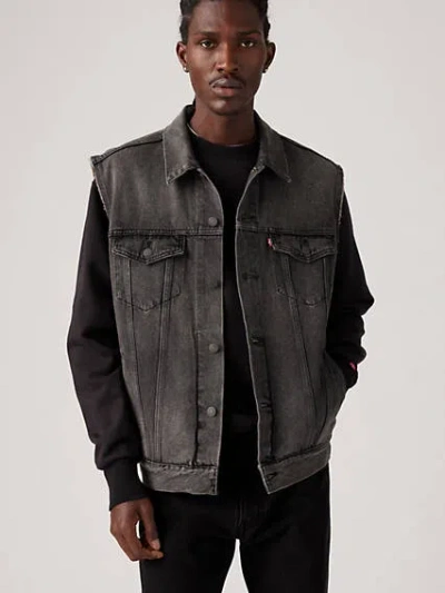 Levi's Relaxed Fit Trucker Jacket Vest In Night Owl