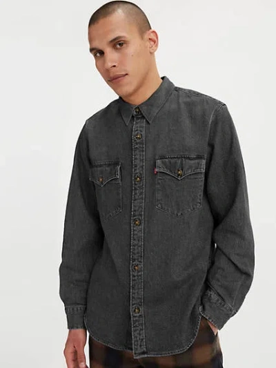 Levi's Relaxed Fit Western Shirt Chambray In Black Worn In