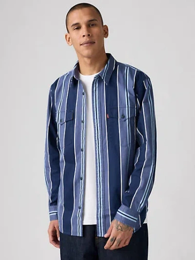 Levi's Relaxed Fit Western Shirt Chambray In Carson Stripe Dress Blues