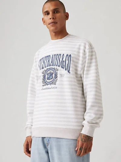 Levi's Relaxed Graphic Crewneck Sweatshirt In Bright White Stripe