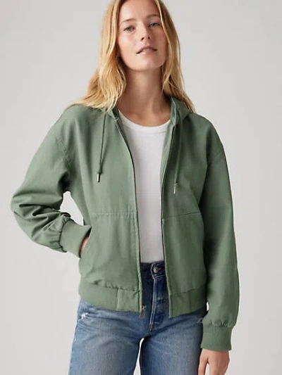 Levi's Relaxed Hooded Bomber Jacket In Light Green