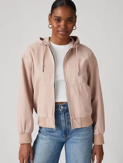 Levi's Relaxed Hooded Bomber Jacket In Light Pink
