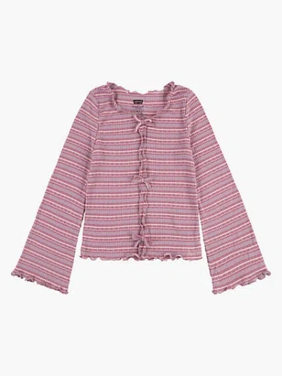 Levi's Ribbed Bell Sleeve Striped Top Big Girls 7-16 M In Pink