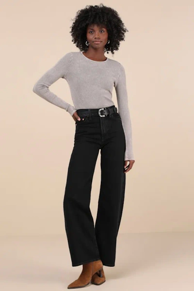 Levi's Ribcage Black Wide-leg High Waisted Denim Jeans