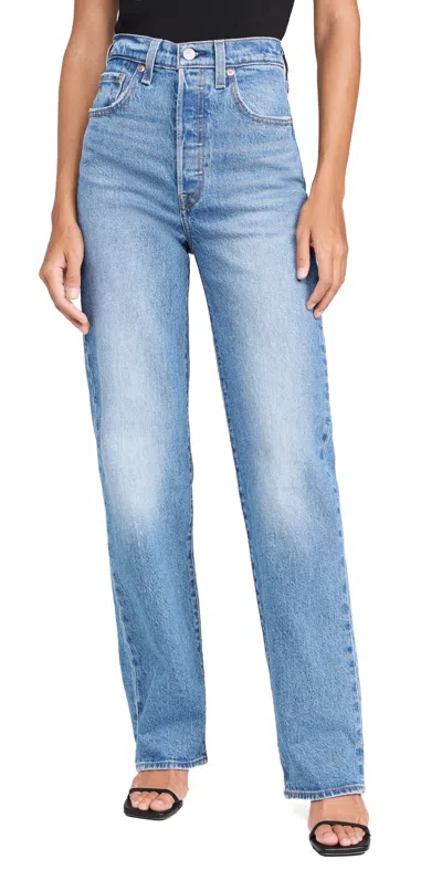 Levi's 501 Curve High Rise Straight Jeans In Lucid Dream In Blue