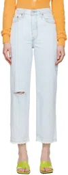Levi's Blue Ribcage Straight Ankle Jeans In Multi