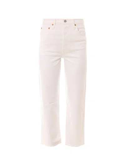 Levi's Ribcage Straight Ankle Jeans In White