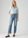 Levi's Ribcage Straight Ankle Cotton Linen Jeans In Cool Invite