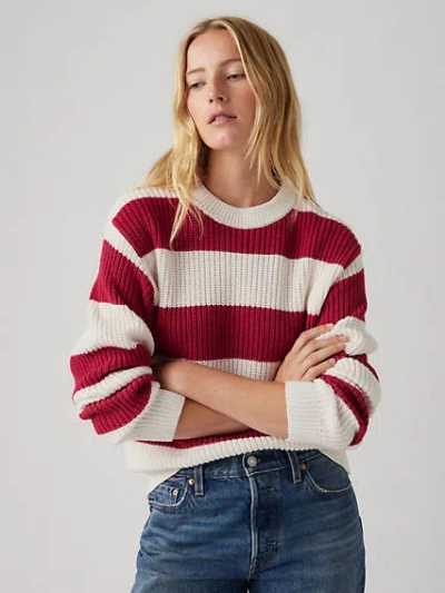Levi's Rocket Sweater In Charlotte Stripe Scarlet Smile