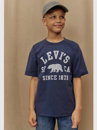 Levi's Rolled Cuff Graphic Tee Big Boys S-xl T-shirt L In Dress Blues