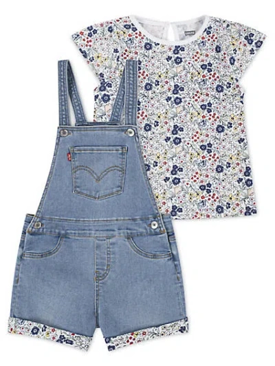 Levi's Rolled Cuff Shortall & Tee Little Girls 4-6x T-shirt 6x In Fully Baked
