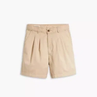 Levi's Safari Neutral Pleated Shorts In Gray