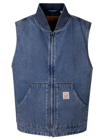 Levi's Workwear Sansome Padded Denim Vest In Navy