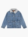 Levi's Sherpa Collar Oversized Trucker Jacket Big Girls 7-16 L In Gold Country