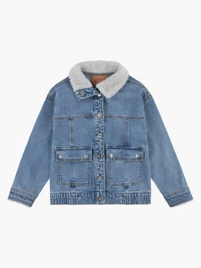 Levi's Sherpa Collar Oversized Trucker Jacket Big Girls 7-16 L In Gold Country