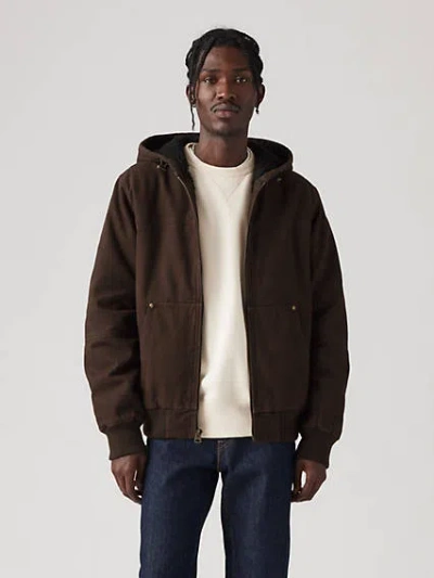 Levi's Sherpa Lined Hooded Jacket In Chicory Coffee