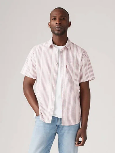 Levi's Short Sleeve Classic One Pocket Standard Fit Shirt In Egon Stripe Mahogany