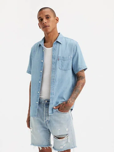Levi's Short Sleeve Classic One Pocket Standard Fit Shirt In Franklin Stone Wash