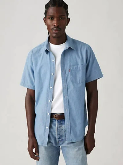 Levi's Short Sleeve Classic One Pocket Standard Fit Shirt In Merritt Chambray Mid