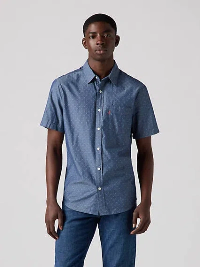Levi's Short Sleeve Classic One Pocket Standard Fit Shirt In Normand Indigo Dobby