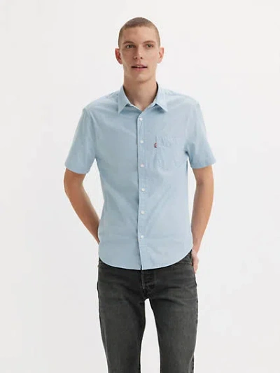 Levi's Short Sleeve Classic One Pocket Standard Fit Shirt In Soft Chambray Blue