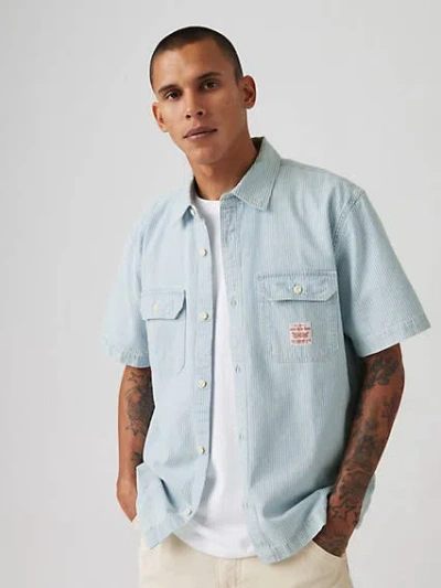 Levi's Short-sleeve Dalton Workwear Shirt In Lenox Bleached Railroad Stripe