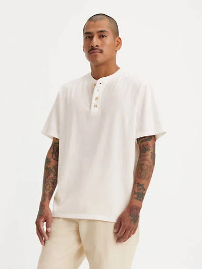Levi's Short Sleeve Four Button Henley In Cloud Dancer