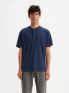 Levi's Short Sleeve Four Button Henley In Blue