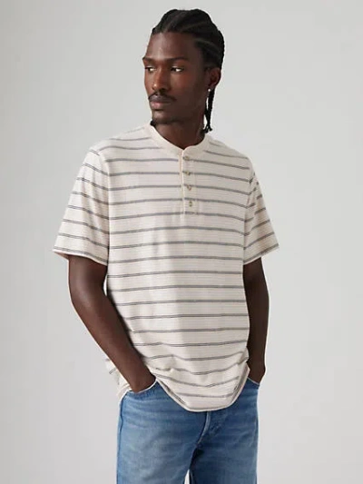 Levi's Short Sleeve Four Button Henley In Riverside Deep Lichen Green