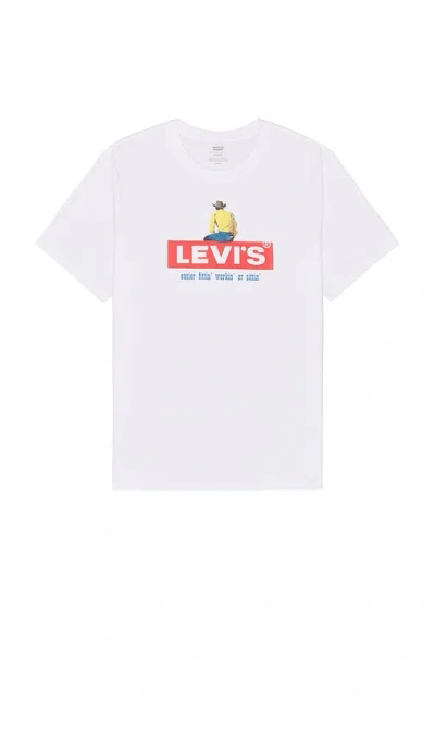 Levi's Short Sleeve Relaxed Fit Tee In Cowboy Boxtab White