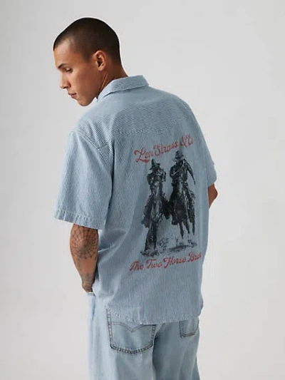 Levi's Short Sleeve Relaxed Fit Western Shirt Chambray In Virginia City Railroad
