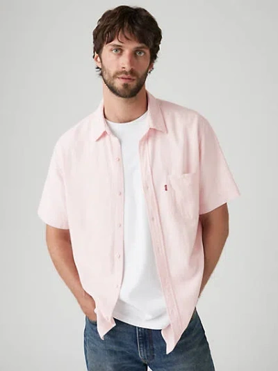 Levi's Short Sleeve Sunset Cotton Linen One Pocket Shirt In Marys Rose
