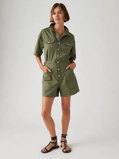 Levi's Short Sleeve Surplus Romper In Olive Night
