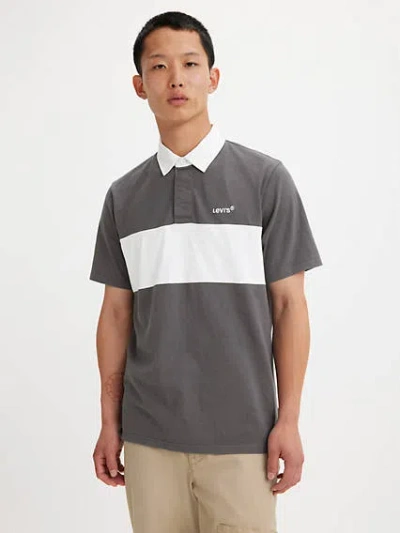 Levi's Short Sleeve Union Blocked Rugby Shirt In Gray