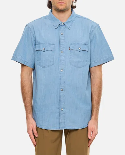 Levi's Short Sleeves Relaxed Fit Western In Clear Blue