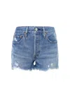Levi's 501 Original Womens Button Fly High Rise Cutoff Shorts In Blue